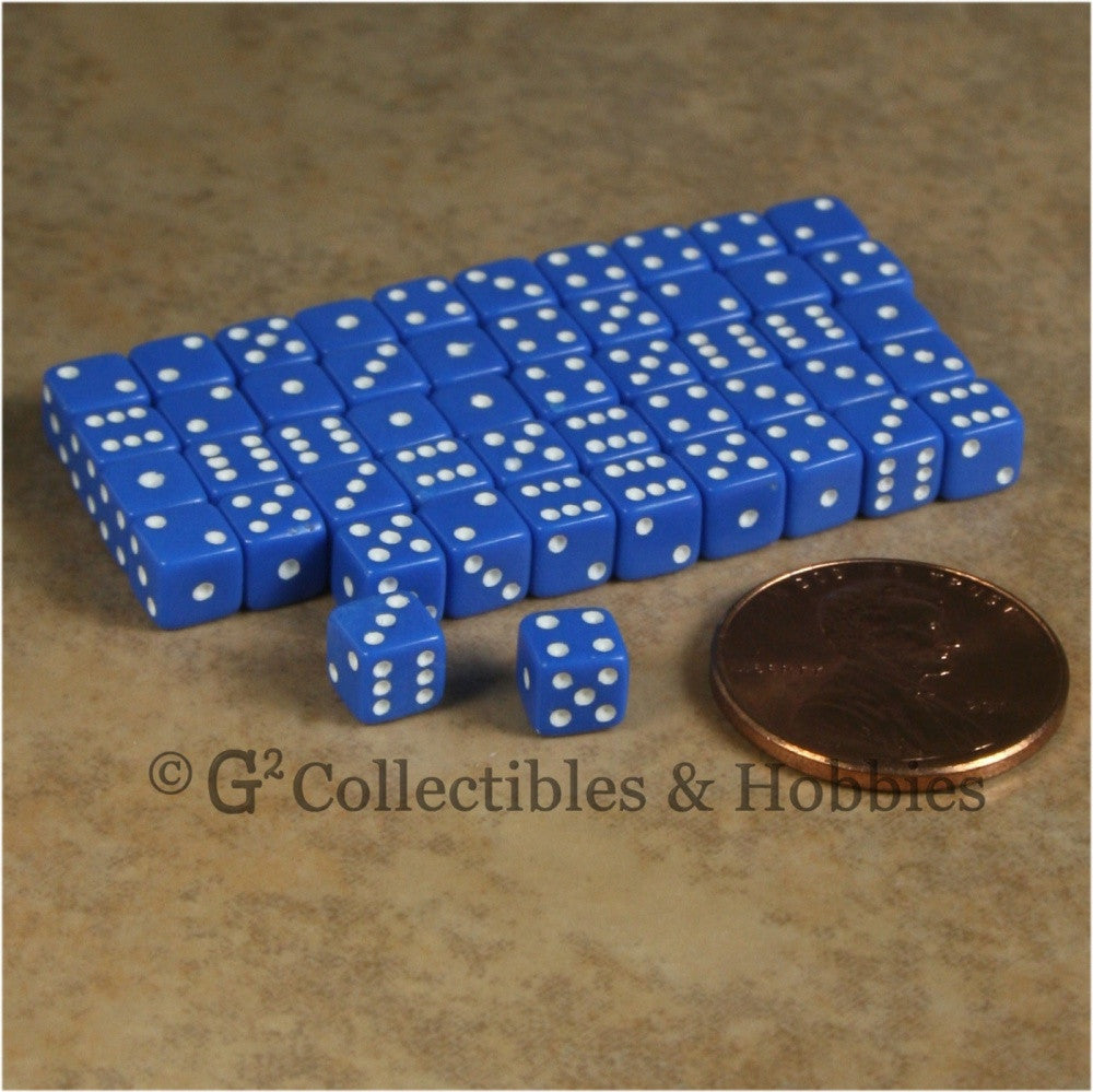 D6 5mm 50pc Squared Edge MINI Dice Set - Opaque Blue