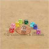 D6 5mm Deluxe Rounded Edge Transparent 90pc MINI Dice Set - 9 Colors