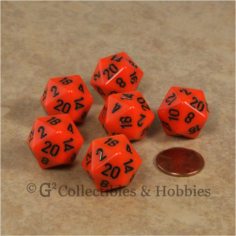 D20 RPG Dice Set : Opaque 6pc - Orange with Black Numbers