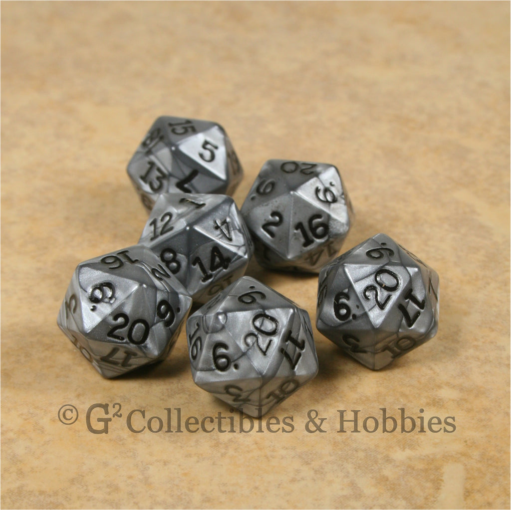 D20 RPG Dice Set : Olympic Silver 6pc
