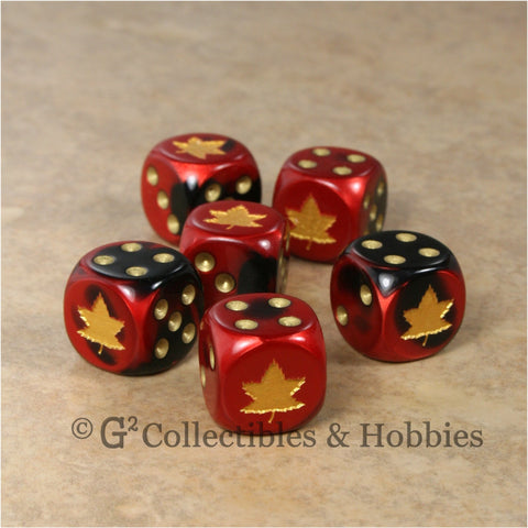 WWII Axis & Allies 6pc Dice Set - Canadian WWII Maple Leaf