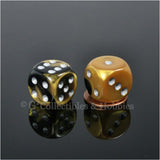 D6 16mm Gemini Black/Gold with Silver Pips 6pc Dice Set