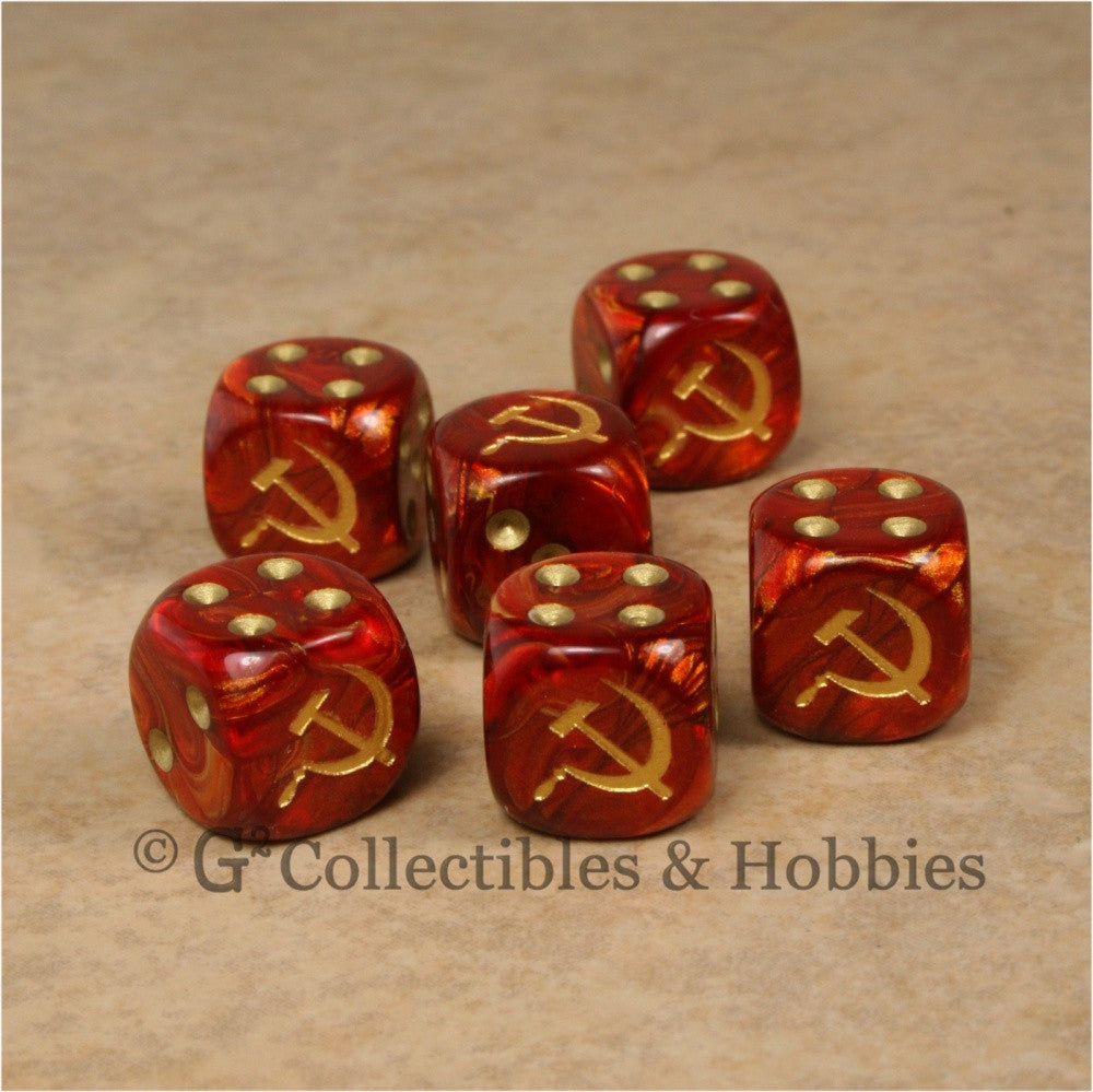 WWII Axis & Allies 6pc Dice Set - Soviet Russia Hammer & Sickle