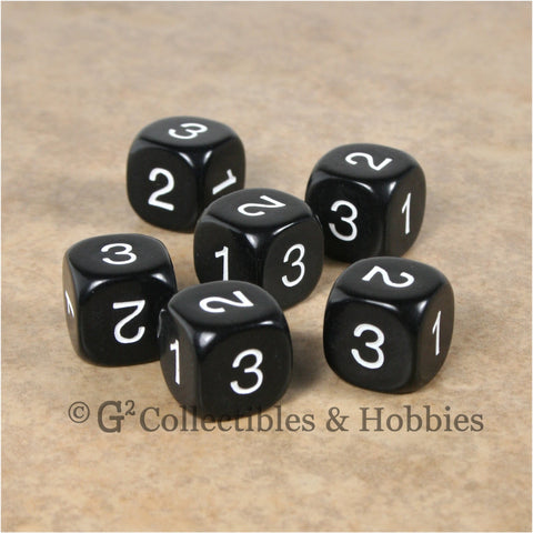 D3 (6 Sided) RPG Dice Set 6pc - Black