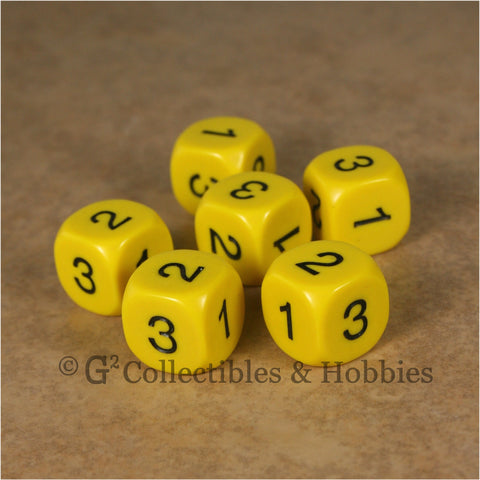 D3 (6 Sided) RPG Dice Set 6pc - Yellow