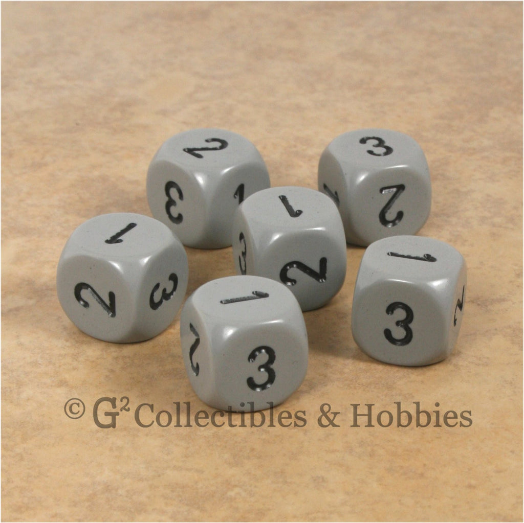 D3 (6 Sided) RPG Dice Set 6pc - Gray
