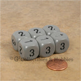 D3 (6 Sided) RPG Dice Set 6pc - Gray
