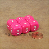 D3 (6 Sided) RPG Dice Set 6pc - Pink