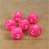 D3 (6 Sided) RPG Dice Set 6pc - Pink