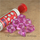 RPG Dice Set Transparent Orchid with White Numbers 7pc