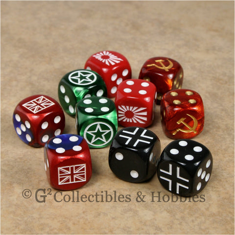 WWII Axis & Allies 10pc Dice - Set B