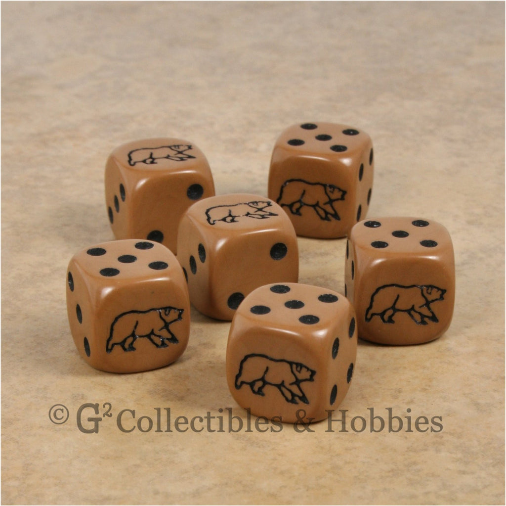 Bear 6pc Dice Set - Brown