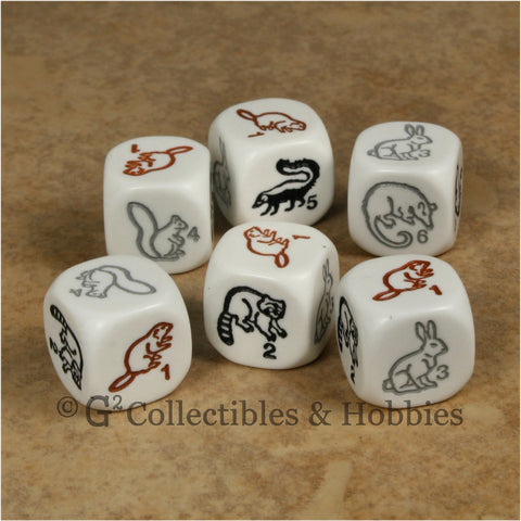 Woodland Animal 6pc Dice Set - White