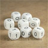 Binary Dice Numbers 0 & 1 D6 Set - 8pc White