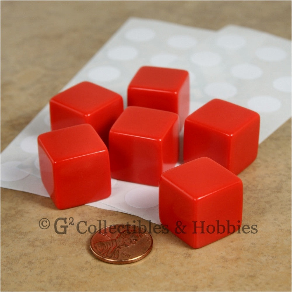 D6 19mm Blank Red 6pc Dice Set