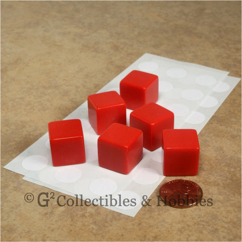 D6 16mm Blank Red 6pc Dice Set