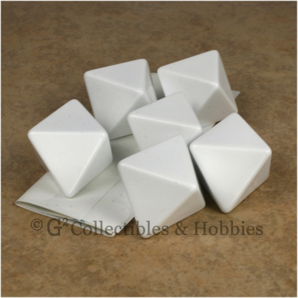 D8 25mm Blank White 6pc Dice Set