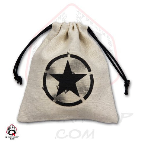 Dice Bag: Small White Linen WWII USA Invasion Star