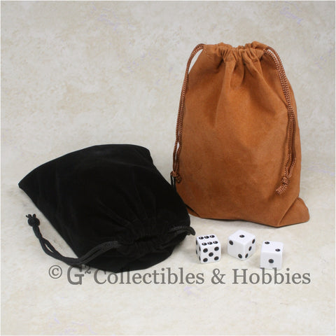 Dice Bag: Large Brown & Black Velveteen - 2pc Set