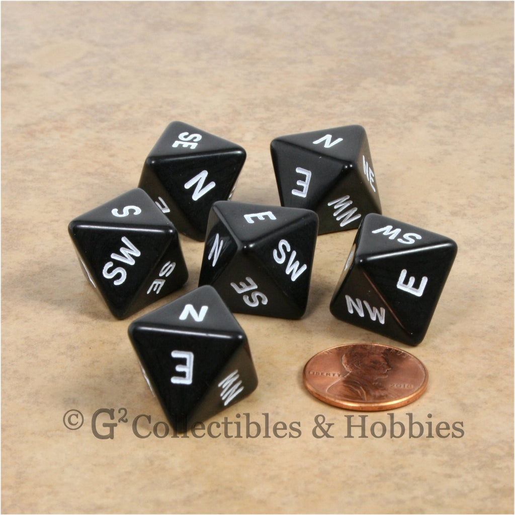 D8 Compass Dice 6pc Set - Black