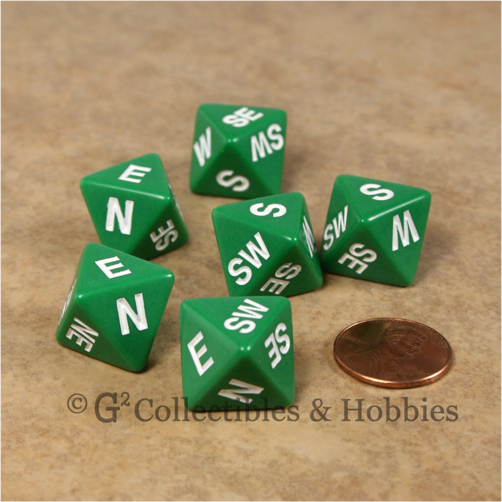 D8 Compass Dice 6pc Set - Green