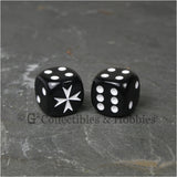 Maltese Cross 6pc Dice Set - Black, White & Red