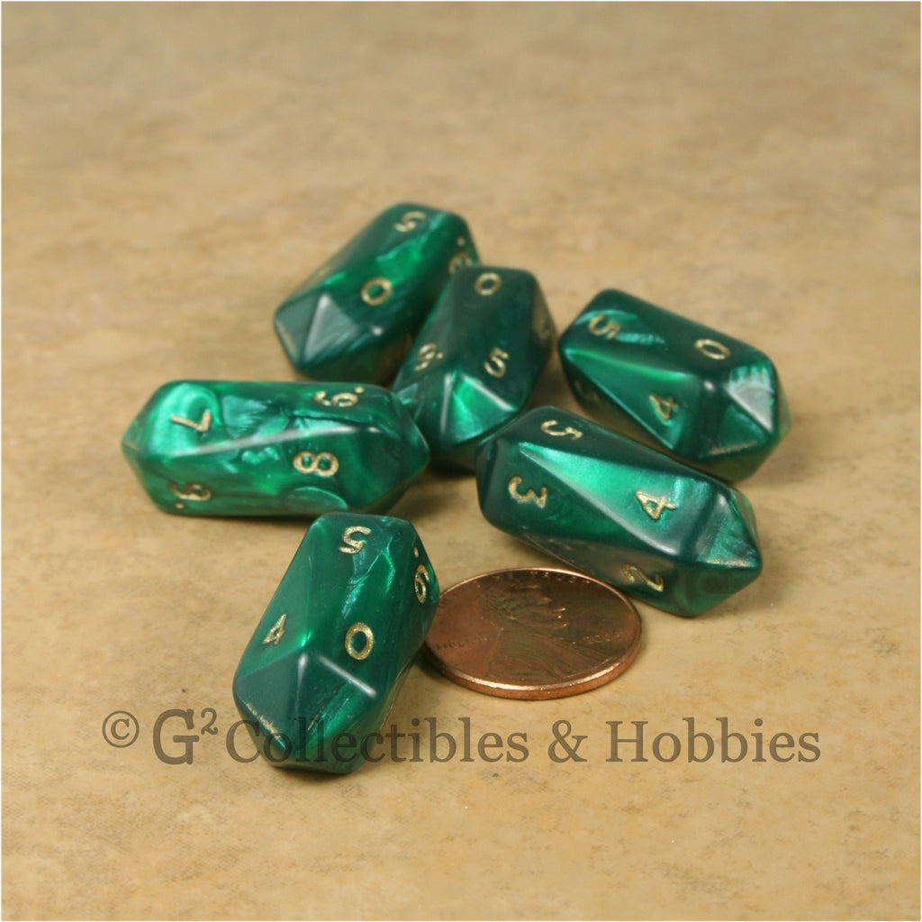 D10 Crystal Pearl Dice 6pc Set - Green