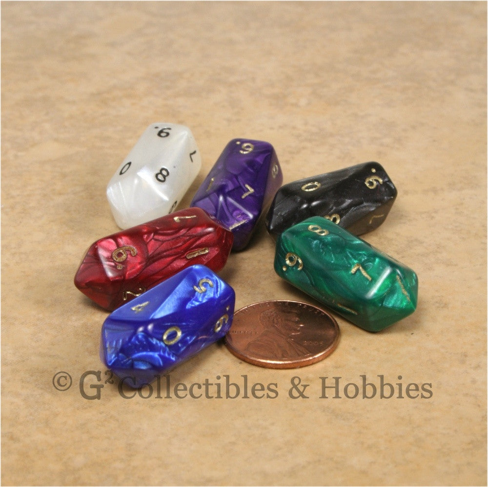 D10 Crystal Pearl Dice 6pc Set - 6 Colors