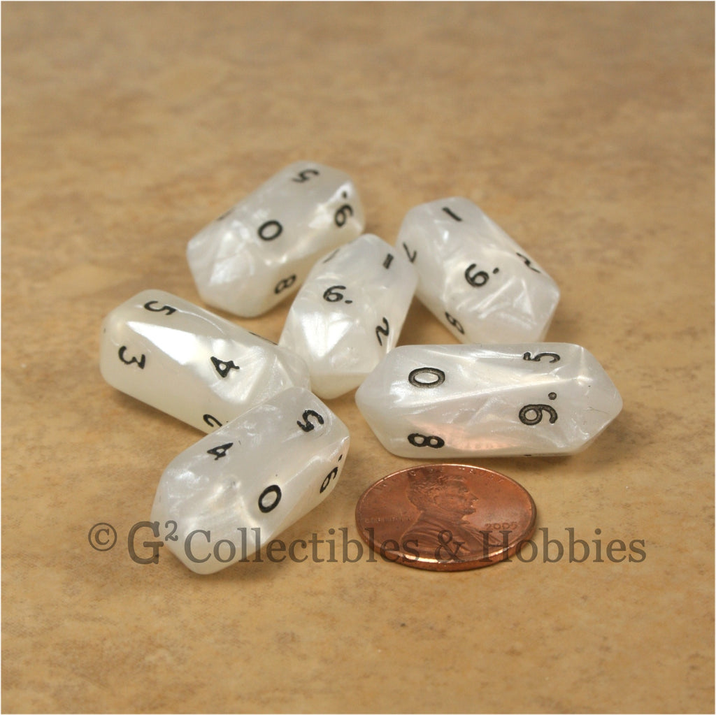 D10 Crystal Pearl Dice 6pc Set - White