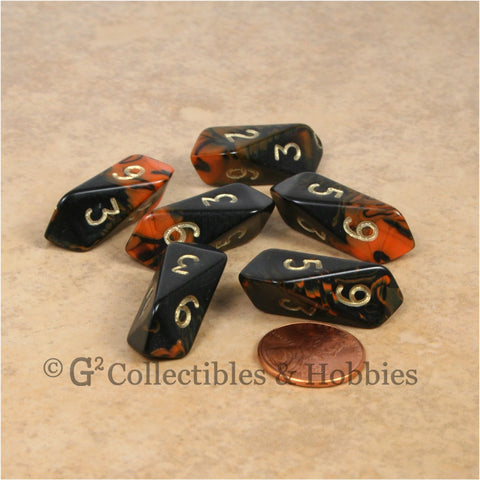 D6 Crystal Oblivion Dice 6pc Set - Orange