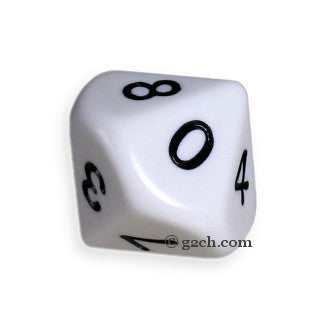 D10 Opaque White with Black Numbers