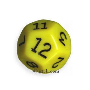 D12 Opaque Yellow with Black Numbers