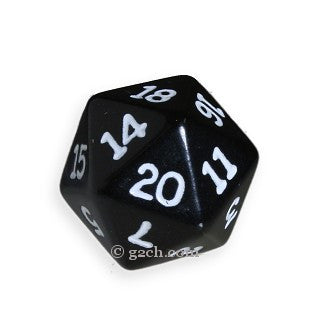 D20 Opaque Black with White Numbers