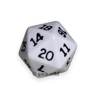 D20 Opaque White with Black Numbers
