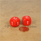 D2 (6 Sided) RPG Dice Set Pair  - Red