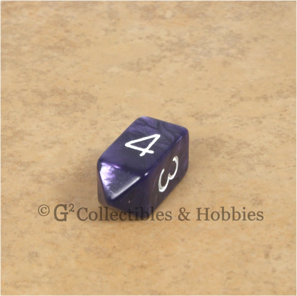 D4 Crystal Pearl Purple Die with White Numbers