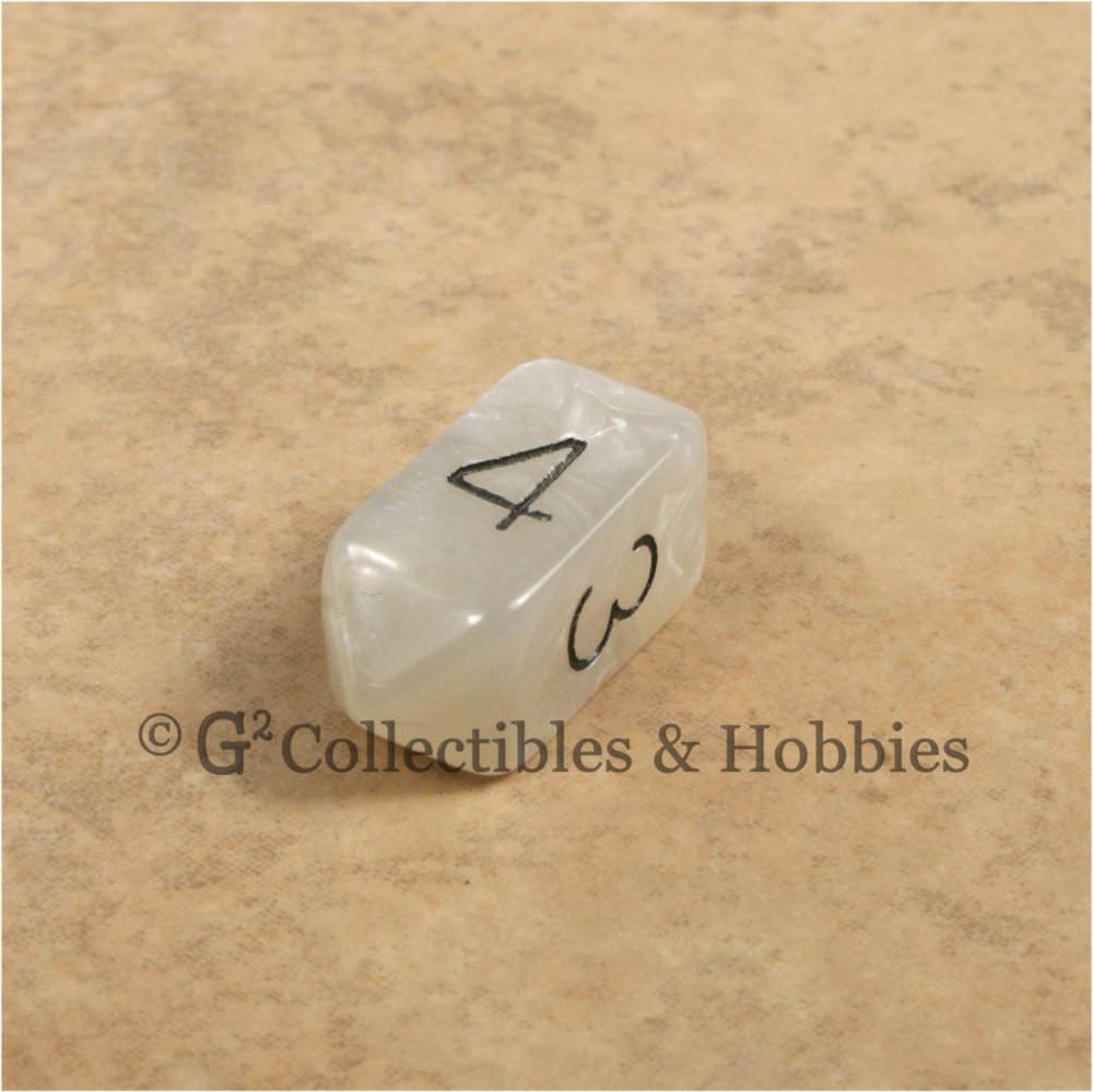 D4 Crystal Pearl White Die with Black Numbers