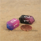 D4 Crystal Toxic Dice 2pc Set - Translucent Pink Blue & Pink Black