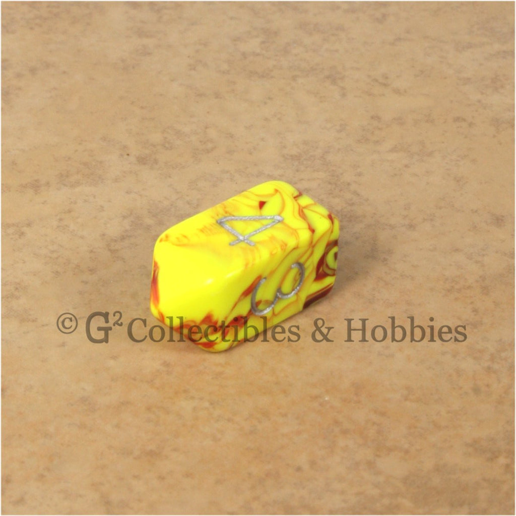 D4 Crystal Toxic Yellow Red with Silver Numbers