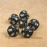 D5 (10 sided) 1 to 5 Twice Dice Set 6pc - 16mm Black