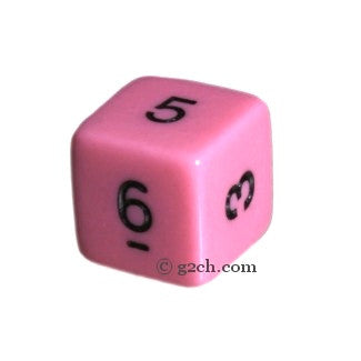 D6 Opaque Pink with Black Numbers
