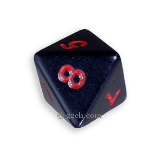 D8 Opaque Black with Red Numbers