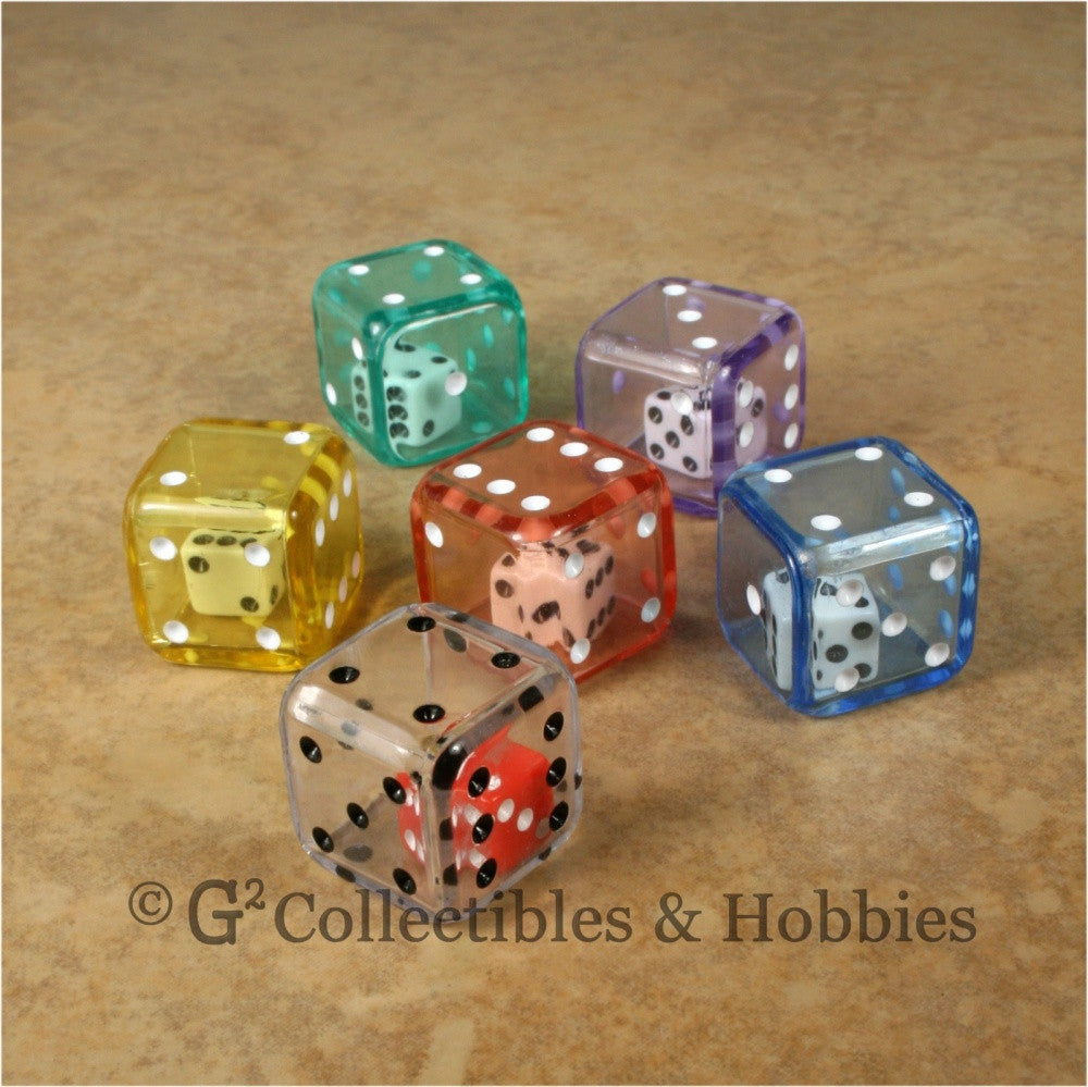 D6 19mm Double Dice 6pc Dice Set - 6 Colors