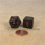 RPG Dice Set Opaque Black with Red Numbers 10pc