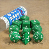 RPG Dice Set Opaque Green with White Numbers 10pc
