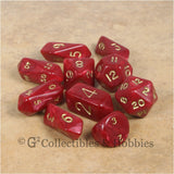 RPG Dice Set Hybrid Pearl Burgundy Red with Gold Numbers 10pc