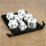 Jumbo RPG 7pc Dice & Bag Set - White with Black Numbers