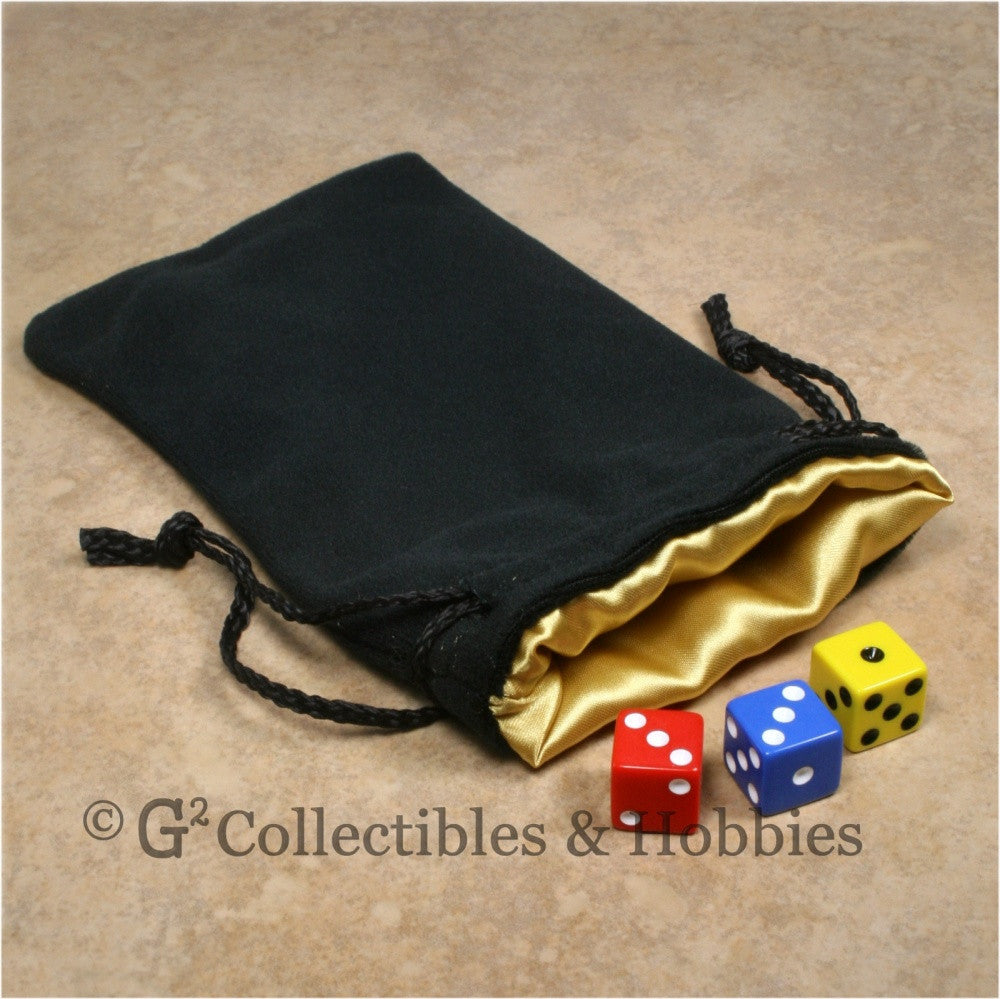 Dice Bag: Large Black Velvet with Yellow Gold Satin Lining