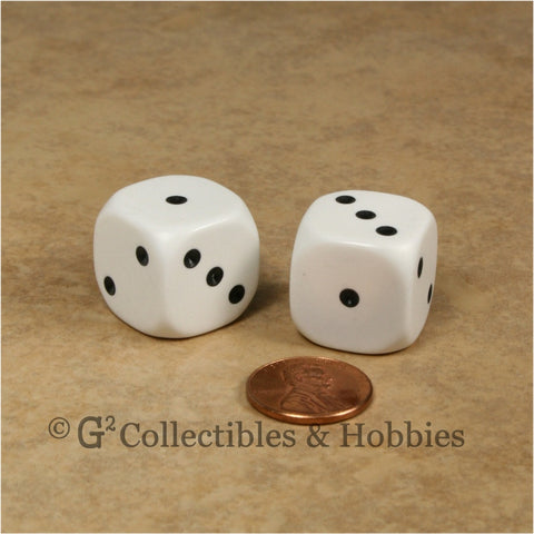 D3 (6 Sided) Large 20mm Spotted Dice Pair - 1 to 3 Twice