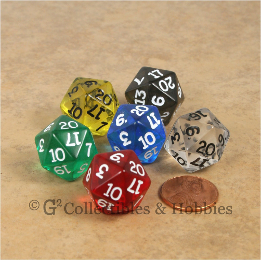 D20 RPG Dice Set : Transparent 6pc